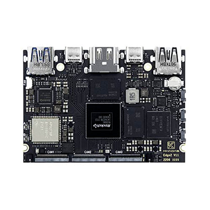 khadas Mini ARM PC, Edge2 RK3588S Computadora de placa única con CPU de 8 núcleos de 64 bits, ARM Mali-G610 MP4 GPU, 6 tops AI NPU, Wi-Fi 6, Bluetooth 5.0, visualización y decodificador HD 8K, interfaz de usuario 4K y 4 pantallas independientes