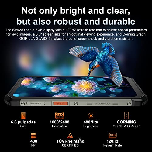 Blackview - Teléfonos resistentes desbloqueados, BV9200 Android (2023), 14 GB+256 GB/1 TB de teléfono celular desbloqueado, 66 W Fast+ 30 W de carga inalámbrica, Octa-core Helio G96, visualización de 2.4 K 120Hz, cámara de 50 MP, Android 12, NFC
