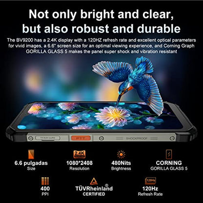 Blackview - Teléfonos resistentes desbloqueados, BV9200 Android (2023), 14 GB+256 GB/1 TB de teléfono celular desbloqueado, 66 W Fast+ 30 W de carga inalámbrica, Octa-core Helio G96, visualización de 2.4 K 120Hz, cámara de 50 MP, Android 12, NFC