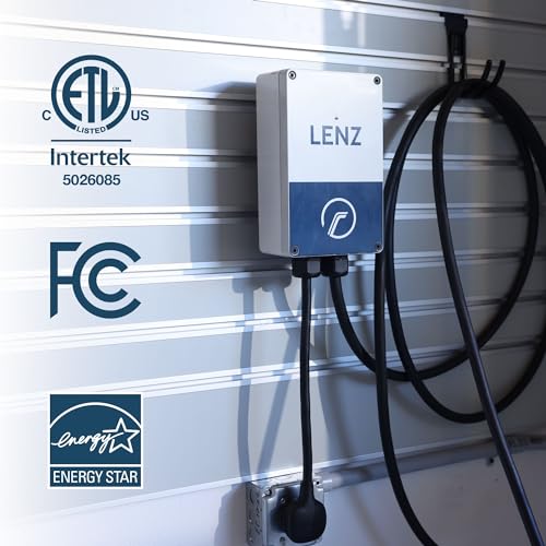 LENZ Estación de carga impermeable para vehículos eléctricos de nivel 2 (EV) de 40 amperios [certificado de seguridad], ETL con certificación UL 2494, Energy Star, certificado ‎EVSE-W1-40-A