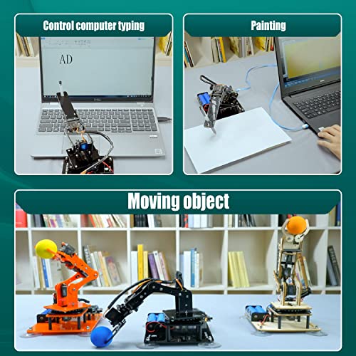 Adeept Kit de brazo de robot de 5-DOF robótico de 5 ejes compatible con Arduino IDE programable DIY codificación STEM brazo robótico con código de procesamiento de pantalla OLED y tutoriales PDF, color negro