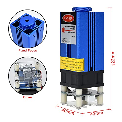 Laser Module, 6W Optical Power Professional Engraving Module, 60W Effect Laser Cutting Head with Ultra-Fine 27mm Fixed-Focus Compressed Spot, Designed for Laser Engraver Machine