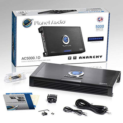Planet Audio AC50001D 5000W MAX Anarchy Series Class D Monoblock Power Amplifier