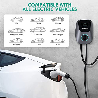 Aimiler Cargador EV Nivel 2, 48A 240V 11.5KW Cargador inteligente de vehículo eléctrico con NEMA 14-50P, estación de carga de coche para interiores y exteriores con aplicación, Wi-Fi y Bluetooth habilitado EVSE
