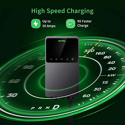 Autel MaxiCharger Home - Cargador para vehículos eléctricos 50a 240 V, nivel 2 WiFi y EVSE habilitado cableado interior/exterior
