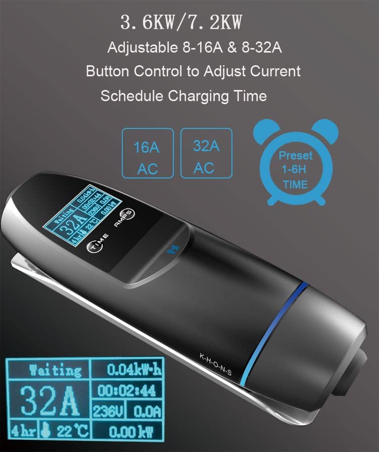 MCEVKELN Estación de carga portátil EV de nivel 2 compatible con autos eléctricos SAE J1772, 240 V, 40 amperios, NEMA 14-50