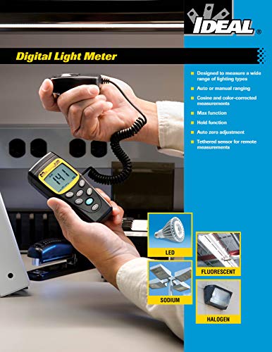 IDEAL INDUSTRIES INC. 61-686 Medidor de luz digital con sensor remoto, mide todas las fuentes de luz visibles