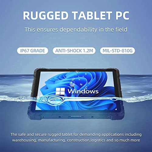 HIGOLEPC - Tableta resistente con Windows 10 PRO de 64 bits, pantalla de 10.1 pulgadas, MIL-STD-810G, batería de 16000 mAh, Intel Gemini Lake N4120, 8 GB RAM/128 GB ROM, cámaras de 5MP y 2 MP, para campo de trabajo empresarial.