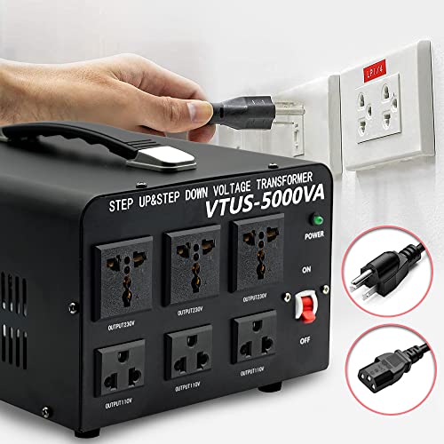 Cantonape convertidor de voltaje 5000w conversión de 110v a 220v 6 outlets con protección de disyuntor