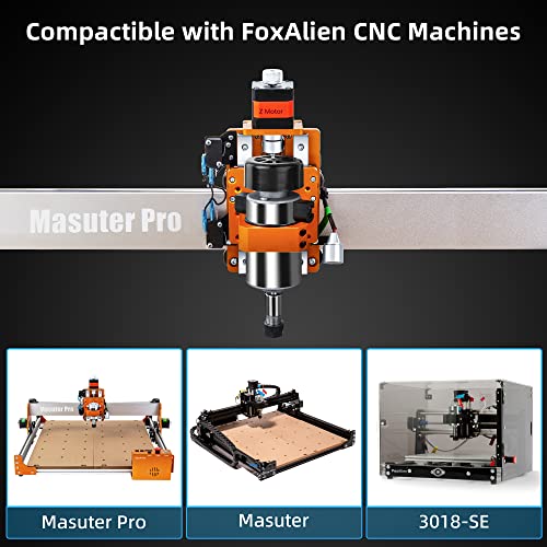 FoxAlien Kit de actualización CNC 300W DC Husillo Fresadora Motor para 3018-SE V2 y Masuter CNC Router Máquina de grabado con caja de control integrada Botón de ajuste de velocidad