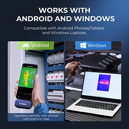Cámara térmica para Android, TOPDON TC001 256x192 IR de alta resolución, cámara de imágenes térmicas, imagen térmica, precisión de temperatura optimizada, funciona para teléfonos inteligentes y tabletas y PC (no para iOS)