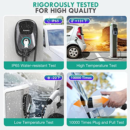 Aimiler Cargador EV Nivel 2, 48A 240V 11.5KW Cargador inteligente de vehículo eléctrico con NEMA 14-50P, estación de carga de coche para interiores y exteriores con aplicación, Wi-Fi y Bluetooth habilitado EVSE