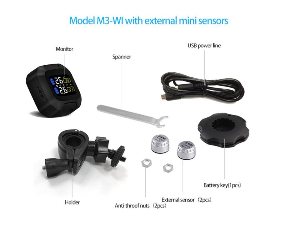 Tyre Pressure Monitoring System,Super Waterproof Sun Protection Tpms System Universal Tyre Pressure and Temperature Gauge With2 External Sensors TPMS,ORANGELD