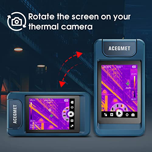 Cámara térmica, cámara infrarroja de resolución IR de 240 x 180 lente giratoria de 90°, cámara de imágenes térmicas de 43200p 7 paletas de colores 20Hz, 3.5" táctil IP54