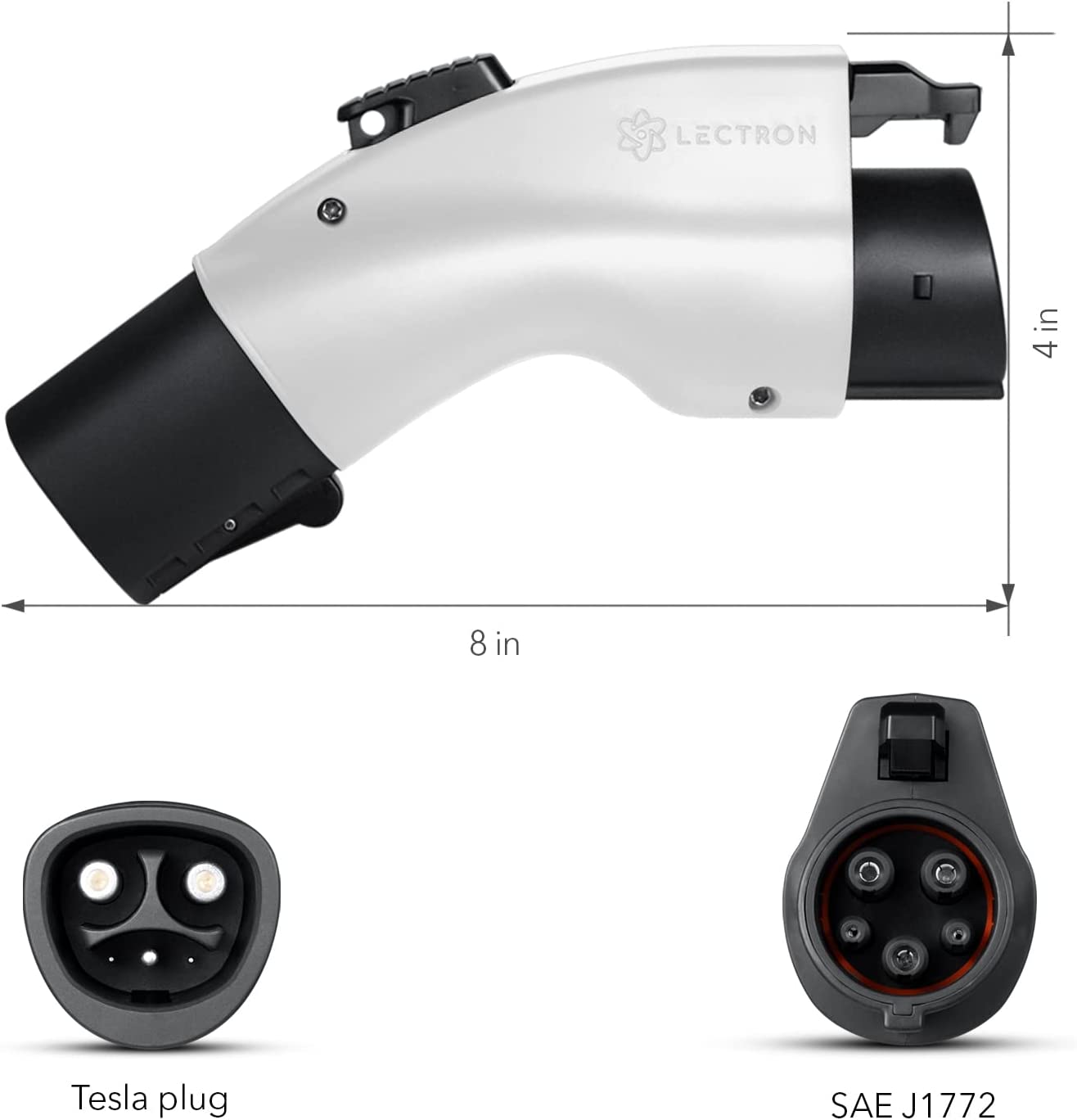 Lectron [Solo para J1772 EVs Tesla a J1772 Adaptador de carga, máximo 48 amperios y 250 V, compatible con conectores Tesla de alta potencia, cargadores de destino y conectores móviles (negro)
