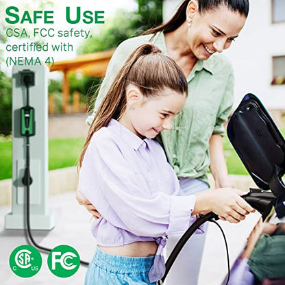 SetWire 40 Amp Smart Home WiFi Level 2 EV Charger, 2 in 1 Wall Mount & Portable EV Charger, UL&CSA Certified, 110-240V, NEMA 14-50 Plug, 23-Foot Cable, Electric Vehicle Electric Car Charger Station