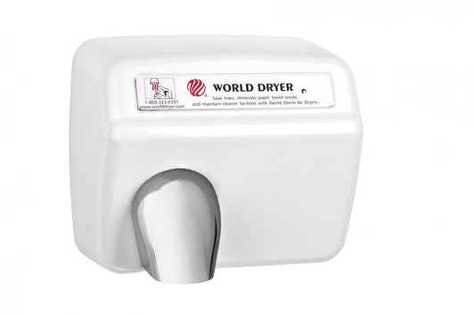 World Dryer DA5-974AU Model A Durable Standard Hand Dryer Push Button Finish: Steel White, Voltage: 110-120 V, 20 Amps