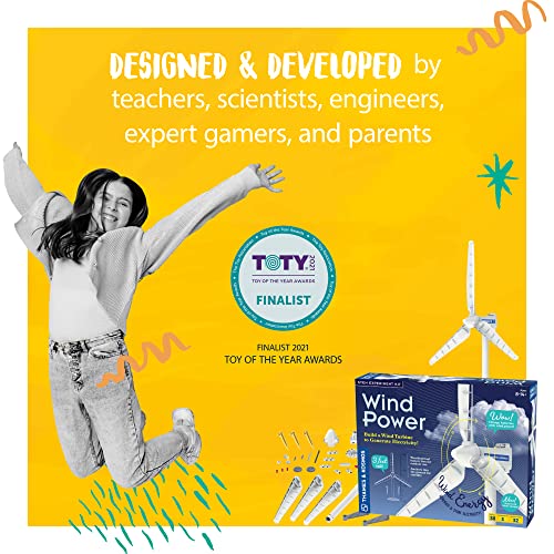 Thames & Kosmos Kit de experimento STEM Wind Power V4.0 | Construye una turbina eólica de 3 pies para generar electricidad | Aprende sobre energía renovable y alimenta un automóvil modelo pequeño | Resistente a la intemperie para uso en exteriores
