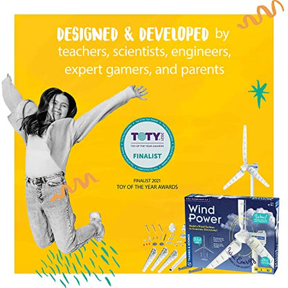 Thames & Kosmos Kit de experimento STEM Wind Power V4.0 | Construye una turbina eólica de 3 pies para generar electricidad | Aprende sobre energía renovable y alimenta un automóvil modelo pequeño | Resistente a la intemperie para uso en exteriores
