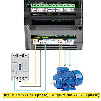 VEVOR VFD 7.5KW, unidad de frecuencia variable 35A, convertidor de inversor de motor CNC VFD 220V, para control de velocidad del motor entrada de 1 - 3 fases, salida de 3 fases