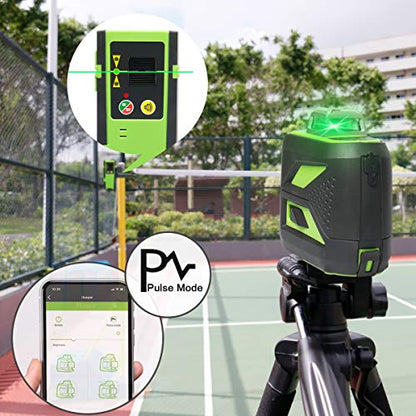 Huepar 3x360 Green Beam 3D Nivel láser con Bluetooth tres planos autonivelante y alineación de línea cruzada nivel láser 603CG-BT