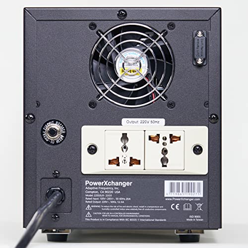 Convertidor de Frecuencia y voltaje: 240 voltios Rango: 180V ~ 285V. - Salida: 200V-220V-230V-240V (seleccionable), 50Hz/60Hz (seleccionable) (3000VA/2700W) UX-3K