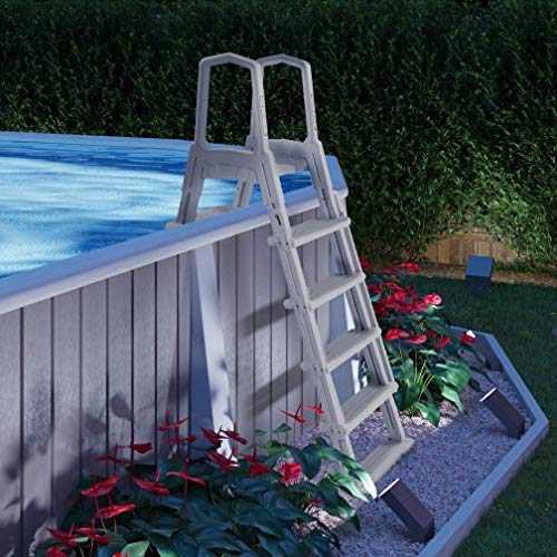XtremepowerUS 75129 - Escalera de piscina inclinada sobre el suelo, color blanco