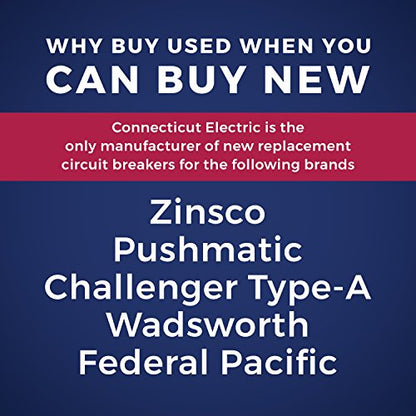 UBIP2020 Nuevo reemplazo pushmático. Disyuntor de un solo polo en tándem de 20 amperios fabricado por Connecticut Electric.