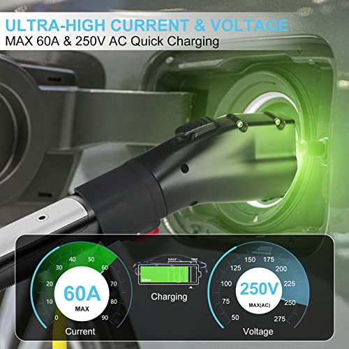 Adaptador Tesla a J1772, máximo 60 amperios y 250 V, TAECHU J1772 con bloqueo anticaídas, compatible con cargadores Tesla Wall/Destino/móviles (con una bolsa de almacenamiento)