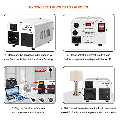 Transformador convertidor de Voltaje de 800 W, Convierte 110 V/120 V a 220 V/240 V o Convierte 220 V/240 V a 110 V/120 V para Viajes, protección contra disyuntores