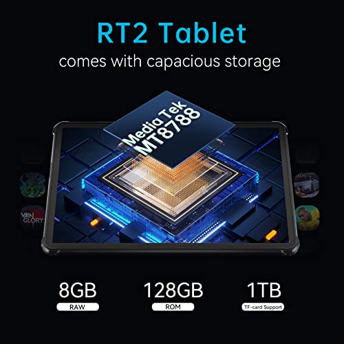 OUKITEL RT2 Tablet RUGGED 10.1" (2022) Android 12, 8 núcleos de 8 GB RAM + 128 GB IP68, IP69K / Dual SIM/OTG, giroscopio y amplificador