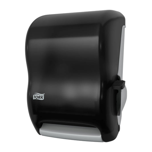 Tork Dispensador de Rollo de Toallas de Mano, Humo, H21, Palanca de Transferencia automática, Mango de Empuje, Alta Capacidad, translúcido, 84TR