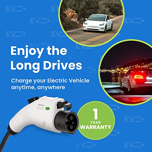 Duosida Level 2 EVSE - Cargador portátil para vehículos eléctricos de 32 A, cable EV, estación de carga para el hogar, conector SAE J1772, cable de 20 pies NEMA 14-50 con funda