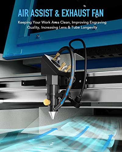 OMTech Grabador láser de CO2 de 40 W, máquina de grabado láser K40+ de escritorio de 8 x 12 pulgadas para uso doméstico, cortador de grabado láser compatible con LightBurn