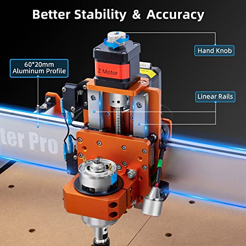 FoxAlien Masuter Pro CNC Router Machine, grabado de 3 ejes mejorado, fresadora totalmente metálica para madera acrílica MDF nailon tallado corte