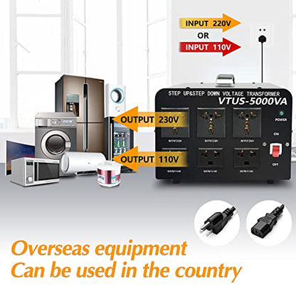 Cantonape convertidor de voltaje 5000w conversión de 110v a 220v 6 outlets con protección de disyuntor