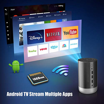 WiMiUS Q1 Mini Android TV Proyector (2G+16G), 500 ANSI Lumens Native 1080p Projector with 5G Wi-Fi, Bluetooth, 3D, 5,000+ Apps