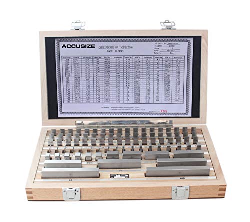 Accusize Industrial Tools Juego de bloques de calibre métrico de 87 piezas, grado 2, estándar alemán Din861 certificado Mfg, 0087-2160