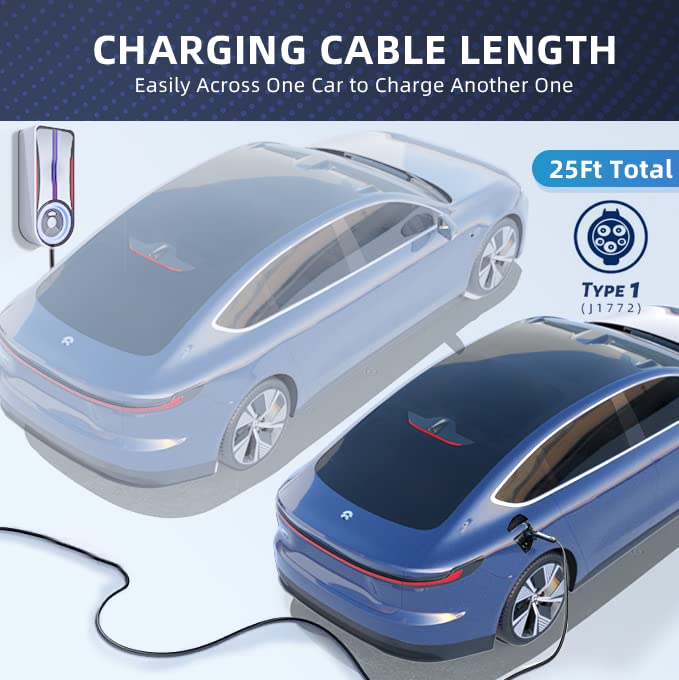 Estación de carga de vehículos eléctricos de alta potencia [2023] Estación de carga EV, cargador tipo 1/nivel 2 para uso doméstico o comercial, compatible con todos los vehículos eléctricos, aumenta tu eficiencia de carga hoy (viene con soporte de suelo)