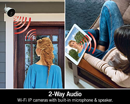 Night Owl - Cámara IP IP HD de 1080p con alimentación de CA para interiores y exteriores con visión nocturna de 100 pies, audio de 2 vías, foco integrado, amplio ángulo de visión y aplicación de visión remota gratuita, paquete de 2