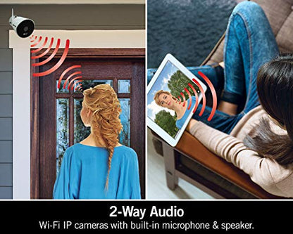 Night Owl - Cámara IP IP HD de 1080p con alimentación de CA para interiores y exteriores con visión nocturna de 100 pies, audio de 2 vías, foco integrado, amplio ángulo de visión y aplicación de visión remota gratuita, paquete de 2