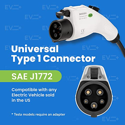 Duosida Level 2 EVSE - Cargador portátil para vehículos eléctricos de 32 A, cable EV, estación de carga para el hogar, conector SAE J1772, cable de 20 pies NEMA 14-50 con funda