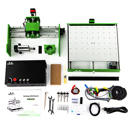 FoxAlien x WoodMads WM-3020 - Enrutador CNC para espeleología de metal, rieles lineales de husillo de 300 W y tornillos de bola, fresadora de 3 ejes para aluminio, cobre, madera, acrílico