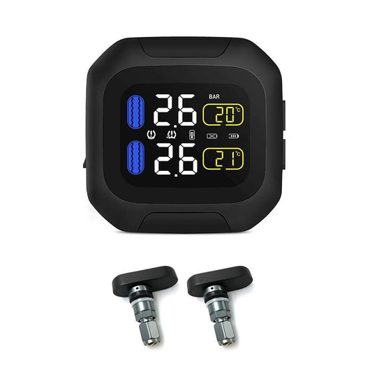Sistema de monitoreo de presión de los neumáticos Tpms Solar resistente al agua Indicador de presión temperatura de los neumáticos 2 sensores ORANGELD