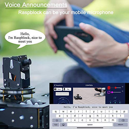 Robot inteligente Yahboom AI para cámara Raspberry Pi 4B 3-DOF con kit omnidireccional de rueda mecánica RASPLBLOCK