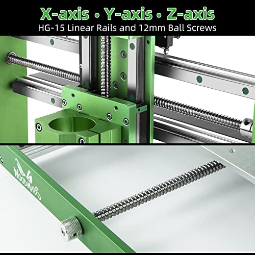 FoxAlien x WoodMads WM-3020 - Enrutador CNC para espeleología de metal, rieles lineales de husillo de 300 W y tornillos de bola, fresadora de 3 ejes para aluminio, cobre, madera, acrílico