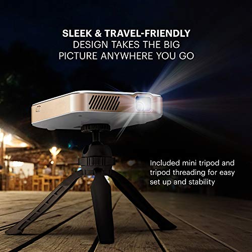 KODAK Luma 450 Proyector inteligente portátil Full HD | Wi-Fi, Bluetooth, HDMI y USB compatible con mini sistema de cine en casa de hasta 150 pulgadas | Resolución nativa de 1080p (4K), 200 lúmenes, reproducción de 3 horas | Trípode incluido