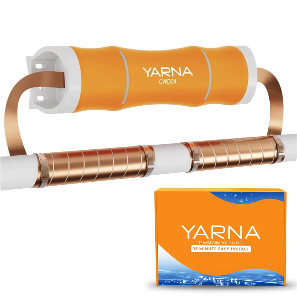YARNA Sistema de descalcificación de agua electrónico capacitivo, sistema alternativo sin suavizador de agua salada para toda la casa, reduce los efectos de la cal [CWD24, tubo máximo de 1 pulgada]