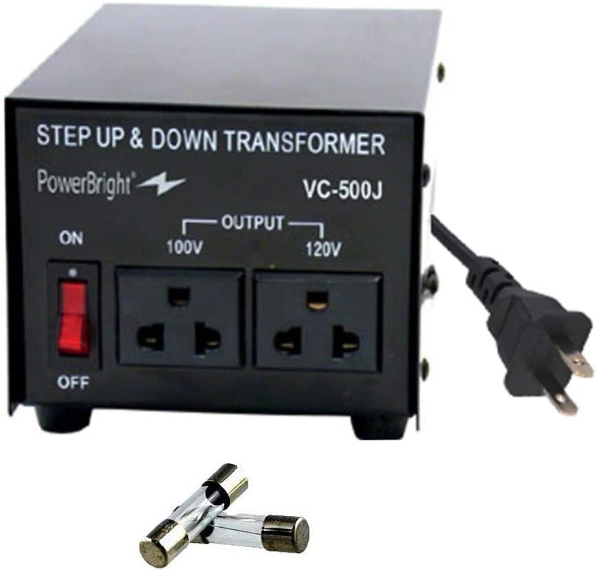 Transformador PowerBright Step Up / Down Japan, interruptor de encendido / apagado, se puede utilizar en países de 120 voltios y países de 100 voltios, convertir de 120 voltios a 100 voltios y 100 voltios a 120 voltios (500W)