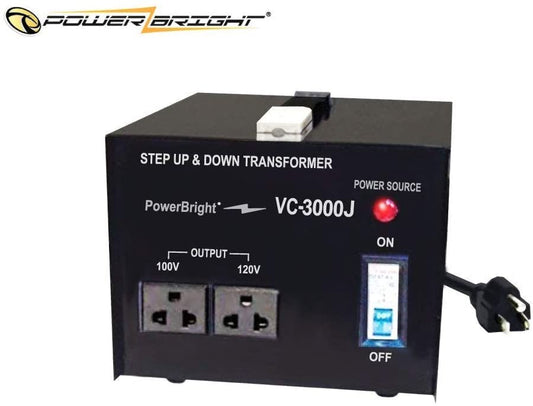 Transformadores de voltaje japoneses PowerBright para subir y bajar los convertidores japoneses, convertidos de 120 V a 100 V y 100 V a 120 V, enchufe de salida universal